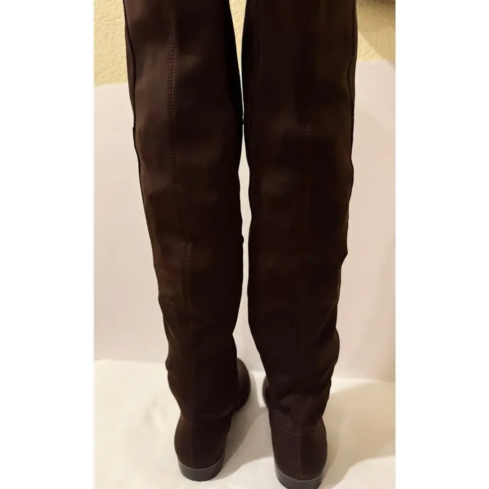 Chinese Laundry Riley Brown Suede Over The Knee OTK Flat Riding Boots Sz 7 NIB